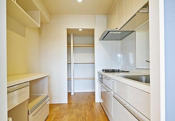 バックカウンター、大型パントリーの有るキッチンスペースです♪
