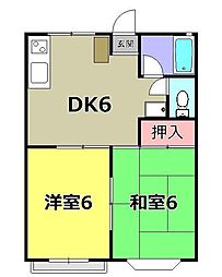 アビタ・シャルムパート2 1階2DKの間取り