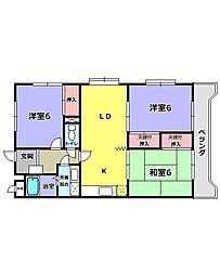 ロイヤルハイツ下田 1階3LDKの間取り
