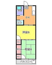 霞台ハイツ 2階2DKの間取り
