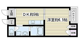 フローラ鶴見 4階1DKの間取り