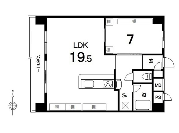 入間豊岡分譲住宅団地 　2号棟(1LDK) 9階/9の間取り