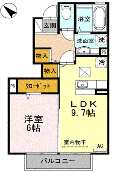 メゾン アミュレット 102｜山口県下関市宝町(賃貸アパート1LDK・1階・42.57㎡)の写真 その2