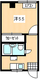 海寿ハイツ 1Kの間取図画像
