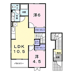 リーオ・ピーノ 2階2LDKの間取り