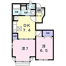 コモド　ピアッツァＡ 1階2DKの間取り