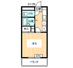 才川マンション 1Kの間取図画像