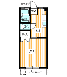 アレス豊町 1Kの間取図画像