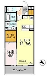 フローラ宮田 1LDKの間取図画像