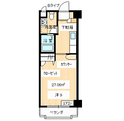 ユニゾン一の宮 1Kの間取図画像