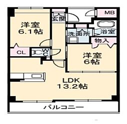ヴィラシオン長府 2LDKの間取図画像