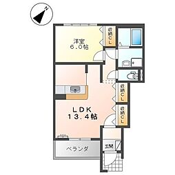 ウィステリア王司 1LDKの間取図画像
