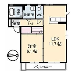 シャーメゾン桜山 1LDKの間取図画像
