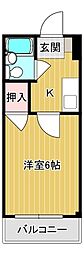 向山ハイツ 1Kの間取図画像