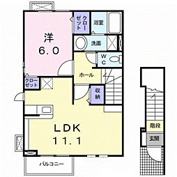 リヴェールアイ 1LDKの間取図画像