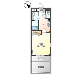 スカイハイム桜2 1Kの間取図画像