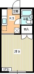 カーサ梅本 1Kの間取図画像