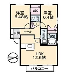 ジョイナスC 2LDKの間取図画像