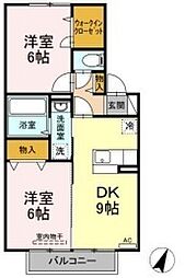 エミネンスB 2DKの間取図画像