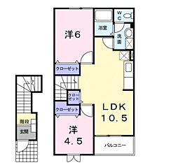 グリーンゲイブルズ2番館 2LDKの間取図画像