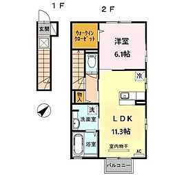 クーリエさくら 1LDKの間取図画像