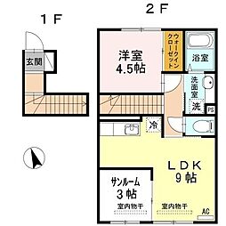 ボヌール 1SLDKの間取図画像
