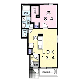 ベストハウス2B 1LDKの間取図画像