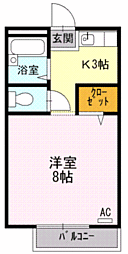 サンライフ向日葵 1Kの間取図画像