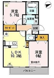 サニーホームズB 2LDKの間取図画像
