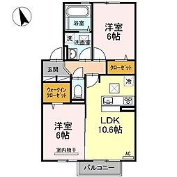 ルナソイア 2LDKの間取図画像