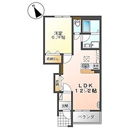 ハイツ江昭A 1LDKの間取図画像