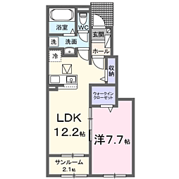 ヴェルデ・ヴェントIII 1LDKの間取図画像