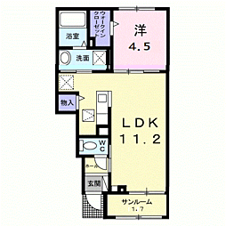 牟礼今宿1丁目アパート 1階1LDKの間取り