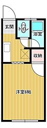 川西ハイツ 1階1Kの間取り