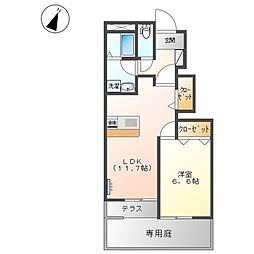 ルミナス花筏 1LDKの間取図画像