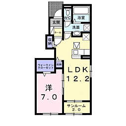 ガーデンオー岩畠B 1LDKの間取図画像