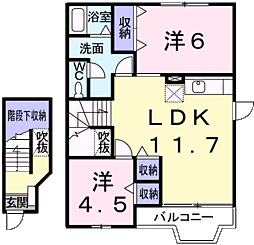シャン・ド・フルール 2LDKの間取図画像