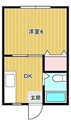 ハイツKOYAMAB 1Kの間取図画像