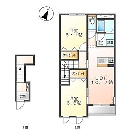 アシューレ 2LDKの間取図画像