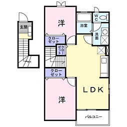 メゾン・ド・アンソレイエ 2LDKの間取図画像