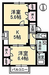 ドミールA 2Kの間取図画像