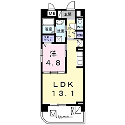 ヴァンクール 1LDKの間取図画像