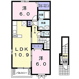 アンソレイエ3 2LDKの間取図画像