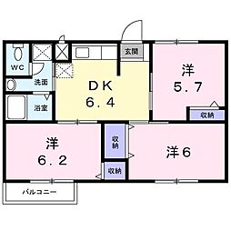 サンパティークA 3DKの間取図画像