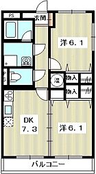 ブレイン新田 2DKの間取図画像