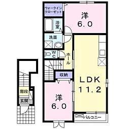 ビビエンタB 2LDKの間取図画像