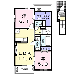 エスポワールC 2LDKの間取図画像