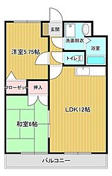 ケイムB棟 2LDKの間取図画像