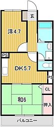 メゾン・ド・アルカシェール 2DKの間取図画像