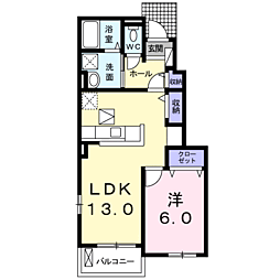 ソレイユモンテ防府C 1LDKの間取図画像